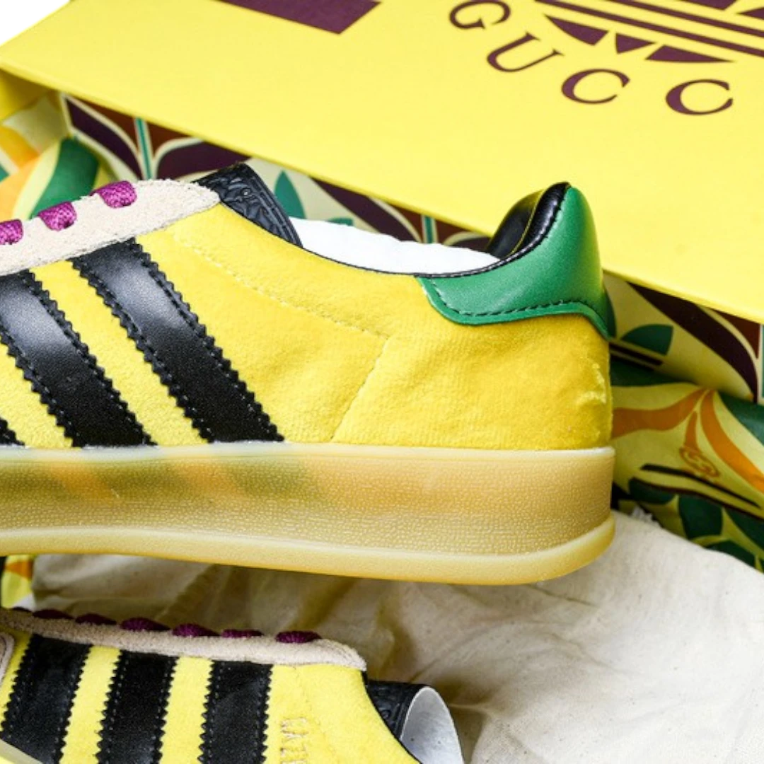 Guссi x Gazelle 'Yellow Velvet Green'